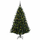vidaXL Műkarácsonyfa gömbbel 210 cm 300 LED Meleg fehér PVC és fém