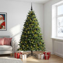 vidaXL Műfenyő gömbökkel 240 cm 300 LED Meleg fehér PVC és fém Zöld
