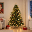 vidaXL Műkarácsonyfa gömbbel 210 cm 300 LED Meleg fehér PVC és fém
