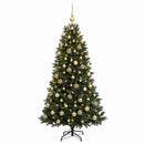 vidaXL Műfenyő gömbökkel 180 cm 300 LED Meleg fehér PVC és fém Zöld