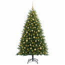 vidaXL Műfenyő gömbökkel 240 cm 300 LED Meleg fehér PVC és fém Zöld