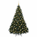 vidaXL Sötétzöld műkarácsonyfa gömbökkel 240 cm 300 LED Meleg fehér