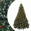 vidaXL Zöld műkarácsonyfa gömbökkel 210 cm 300 LED Meleg fehér