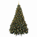 vidaXL Zöld műkarácsonyfa gömbökkel 210 cm 300 LED Meleg fehér