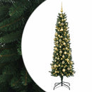 vidaXL Karcsú műkarácsonyfa gömbökkel 210 cm 300 LED Meleg fehér
