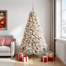 vidaXL Műkarácsonyfa gömbbel 210 cm 300 LED Meleg fehér PVC és fém