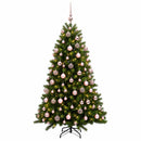 vidaXL Műfenyő gömbökkel 210 cm 300 LED Meleg fehér PVC és fém Zöld