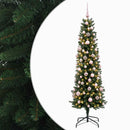 vidaXL Karcsú műkarácsonyfa gömbökkel 240 cm 300 LED Meleg fehér