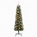 vidaXL Karcsú műkarácsonyfa gömbökkel 240 cm 300 LED Meleg fehér