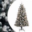 vidaXL Mű zsanéros karácsonyfa gömbökkel 210 cm 300 LED Meleg fehér