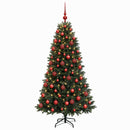 vidaXL Műfenyő gömbökkel 210 cm 300 LED Meleg fehér PVC és fém Zöld