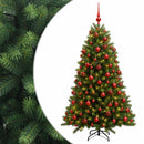 vidaXL Műfenyő gömbökkel 210 cm 300 LED Meleg fehér PVC és fém Zöld