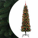 vidaXL Karcsú műkarácsonyfa gömbökkel 210 cm 300 LED Meleg fehér