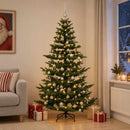 vidaXL Műkarácsonyfa gömbbel 210 cm 300 LED Meleg fehér PE és PVC Zöld