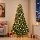 vidaXL Műfenyő díszgömbbel, zöld 210 cm 300 LED Meleg fehér PVC és fém