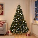 vidaXL Sötétzöld műkarácsonyfa gömbökkel 240 cm 300 LED Meleg fehér