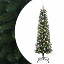 vidaXL Karcsú műkarácsonyfa gömbökkel 210 cm 300 LED Meleg fehér