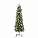 vidaXL Karcsú műkarácsonyfa gömbökkel 210 cm 300 LED Meleg fehér