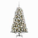 vidaXL Mű zsanéros karácsonyfa gömbökkel 210 cm 300 LED Meleg fehér