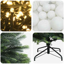 vidaXL Műfenyő gömbökkel 180 cm 300 LED Meleg fehér PVC és fém Zöld