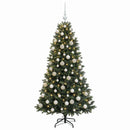 vidaXL Műfenyő gömbökkel 240 cm 300 LED Meleg fehér PVC és fém Zöld