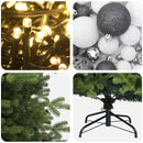 vidaXL Műkarácsonyfa gömbbel 210 cm 300 LED Meleg fehér PVC és fém
