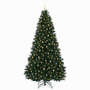 vidaXL Sötétzöld műkarácsonyfa gömbökkel 270 cm 600 LED Meleg fehér