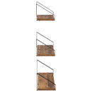 vidaXL Falpolcok 3 db Antik Fa 60 x 16 x 15,5 cm