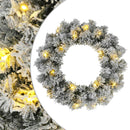 vidaXL Karácsonyi koszorú Zöld és Fehér Ø 50 cm PVC 25 LED