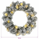 vidaXL Karácsonyi koszorú Zöld és Fehér Ø 50 cm PVC 25 LED