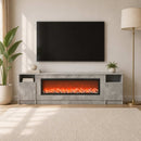 vidaXL Elektromos kandalló Beton 165 x 28,5 x 47 cm Szerelt fa