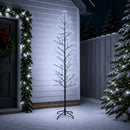 vidaXL Karácsonyi LED-es nyírfa Fekete 47 x 210 cm Acél 567 LED