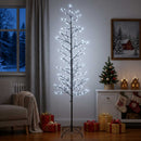 vidaXL Karácsonyi LED-es nyírfa Fekete 47 x 210 cm Acél 567 LED