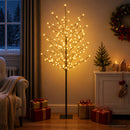 vidaXL LED-es gömb karácsonyfa Fekete 18 x 18 x 150 cm Acél 185 LED