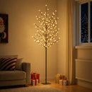 vidaXL LED-es gömb karácsonyfa Fekete 180 cm Acél 220 LED