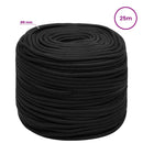 vidaXL Többcélú munkakötél 8 mm 25 m Fekete PP 420 kg Max. teherbírás