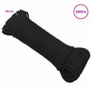 vidaXL Többcélú munkakötél 5 mm 500 m Fekete PP 150 kg Max. teherbírás