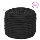 vidaXL Többcélú munkakötél 14 mm 50 m Fekete PP