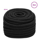 vidaXL Többcélú munkakötél 12 mm 25 m Fekete PP 930 kg Max. teherbírás