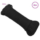 vidaXL Többcélú munkakötél 4 mm 25 m Fekete PP 105 kg Max. teherbírás
