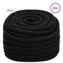 vidaXL Többcélú munkakötél 25 mm 25 m Fekete Poliészter