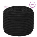 vidaXL Többcélú munkakötél 12 mm 100 m Fekete Poliészter