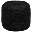 vidaXL Többcélú munkakötél 6 mm 100 m Fekete Poliészter