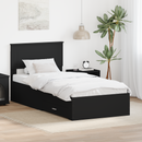 vidaXL Ágykeret fejtámlával Fekete és Ezüst 75 x 190 cm Faanyag
