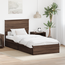vidaXL Tárolós Ágy fejtámlával fiókkal Barna Tölgy 75 x 190 cm Faanyag