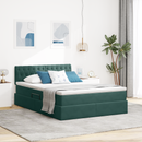 vidaXL LED tárolós ágy matraccal Sötétzöld 140 x 200 cm Bársony
