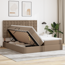 vidaXL Ágy tárolóval és matraccal fejtámlával Kávé 180 x 200 cm Műbőr