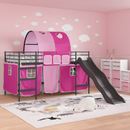 vidaXL Gyerekek Loft Ágykerete Fekete és Rózsaszín 100 x 200 cm Fém