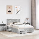 vidaXL Ágykeret fiókkal tárolóval Betonszürke 120 x 200 cm Szerelt Fa