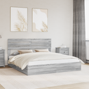 vidaXL Tárolós Ágy fejtámlával Szürke Sonoma 200 x 200 cm Faanyag